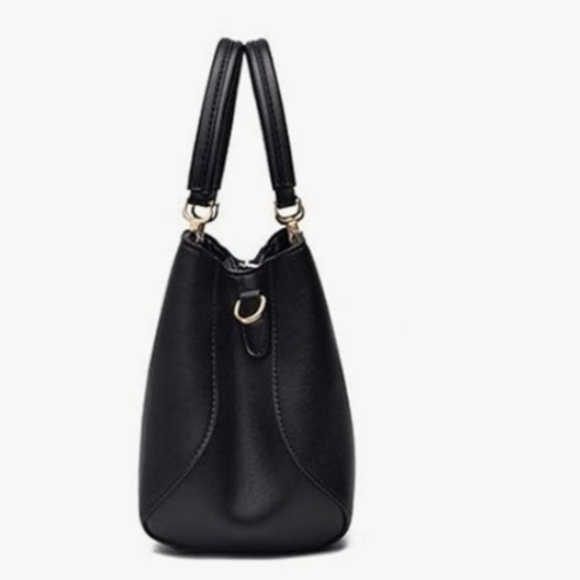 ELDA NWOT Black & Gray Floral Embroidery Daily Use Durable Shoulder & Tote Purse - Picture 8 of 11